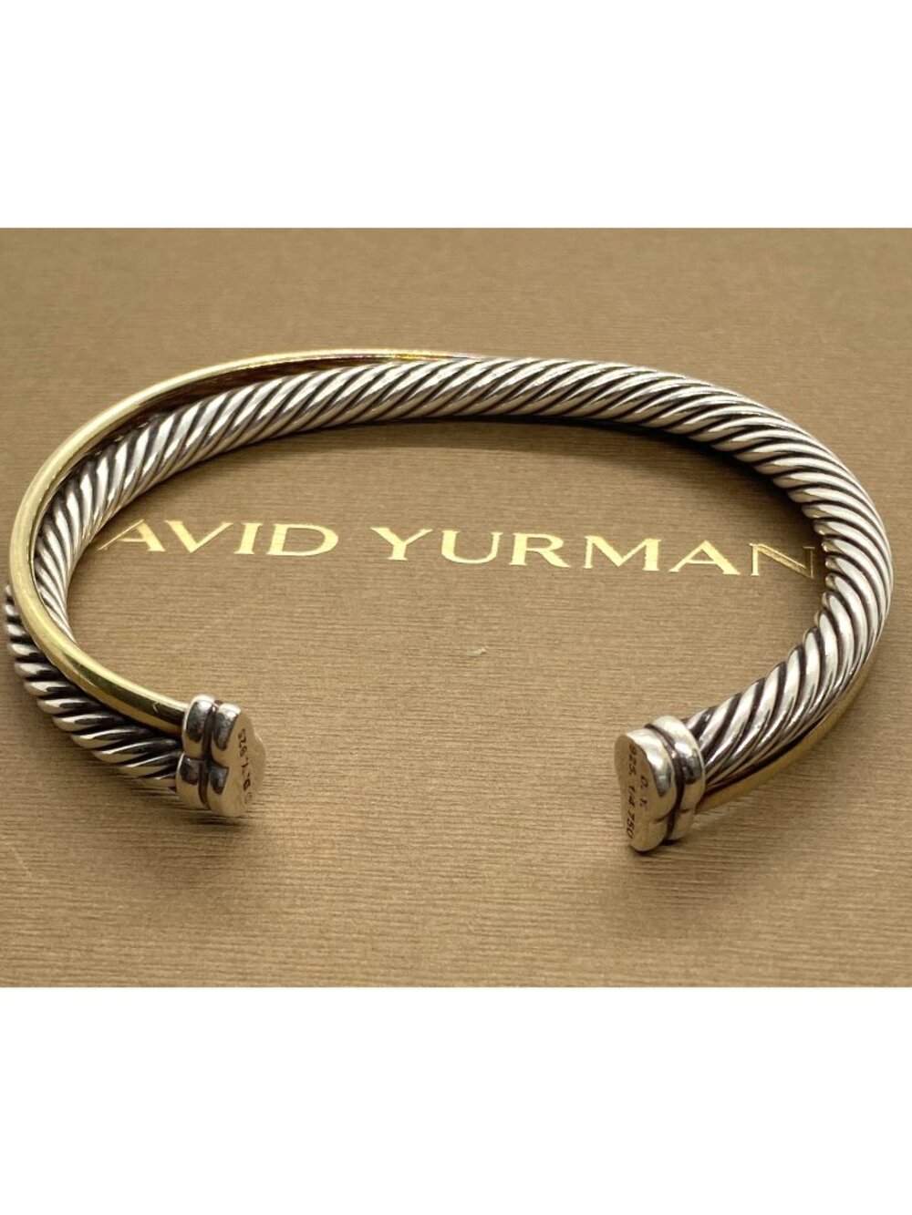 David Yurman Sterling Silver 925 1/4 18K Gold Cuff Bracelet 6.75"